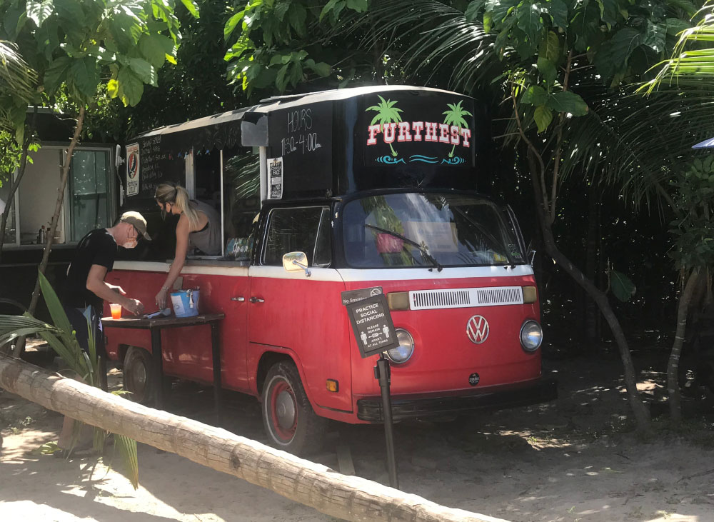 Truck serving drinks to a person outside